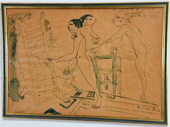 Vintage Nude People Drawing