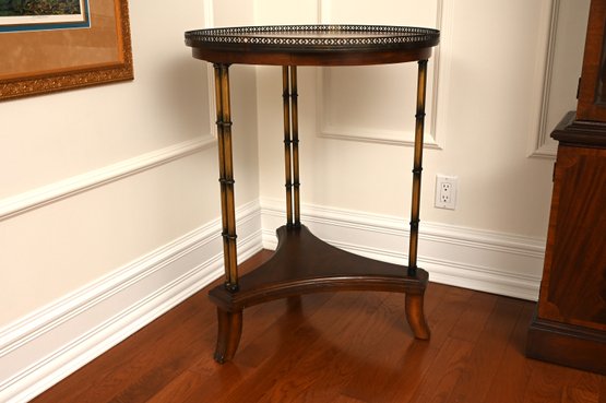 Regency Style Burl Wood And Metal Bamboo Side Table