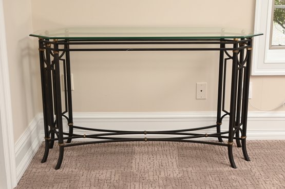 Metal And Glass Top Console Table