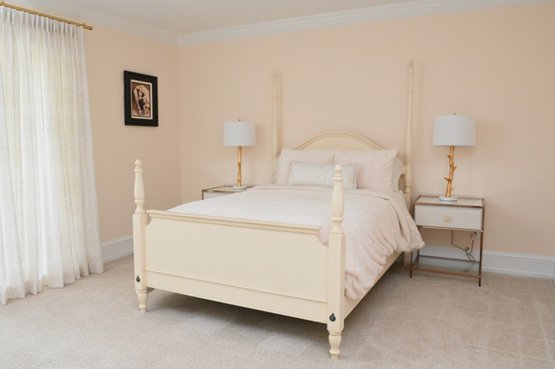 White Wooden Four Post Bed
