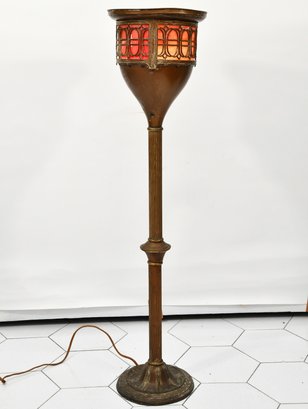 Stained Glass Uplight Torchiere Floor Lamp