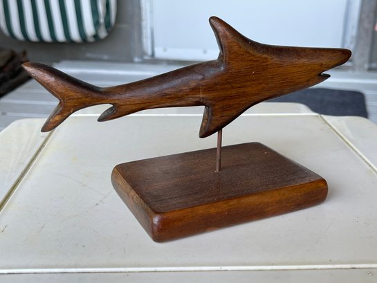 Carved Wooden Shark Sculpture