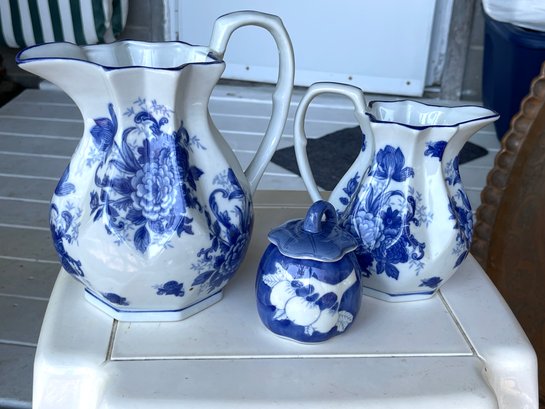 Three Piece Blue & White Porcelain Set