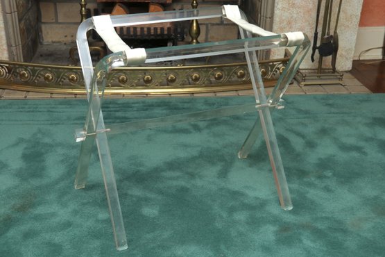 Lucite Luggage Rack With Leather
