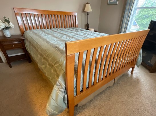 Mission Queen Headboard, Footboard, Side Planks , Mattress And Box Spring