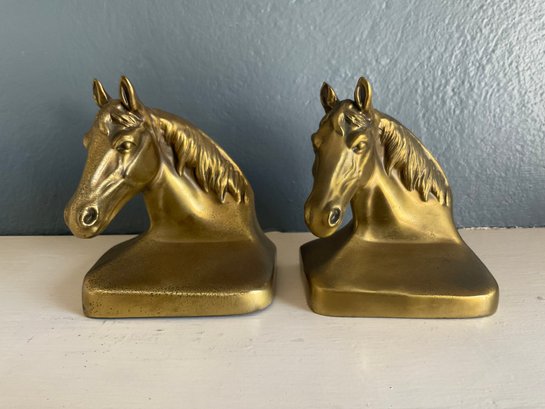 Pair Of Brass Horse Bookends