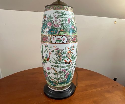 Vintage Asian Painted Tall Table Lamp