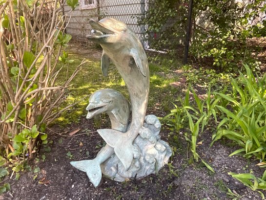 Dolphins Metal Water Fountain Statue