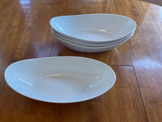 Four White Porcelain Serving Bowls Ny Slides By Oven And Back