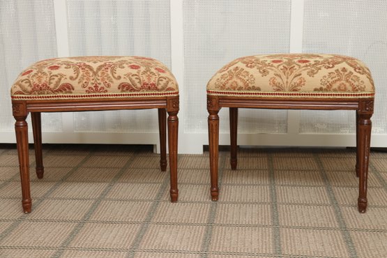 Pair Of Custom Upholstered Stools