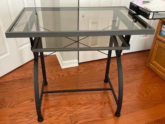 Glass And Metal Computer Desk