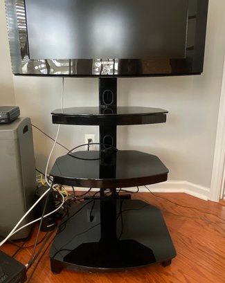 Black Metal With Glass Shelves Entertainment Stand