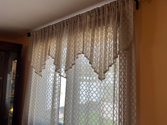 Two Sets Of Curtains, Valances And Rods