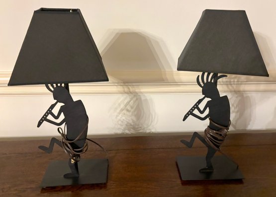 Pair Of Kokopelli Table Lamps