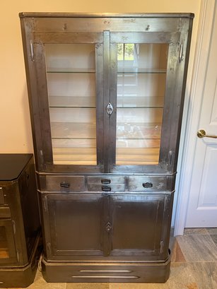 Antique Industrial Medical Display Cabinet