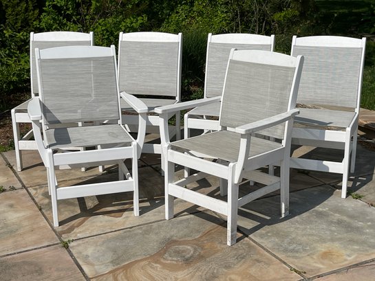 Set Of Six White And Gray Patio Chairs And Armchairs By Malibu