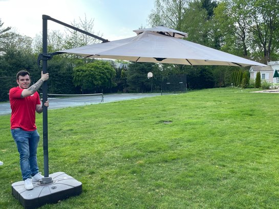 Offset Umbrella With Square Base And Adjustable Height