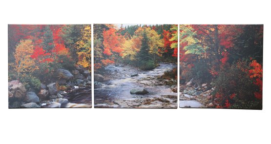 TripTych Fall Landscape River Canvas Print
