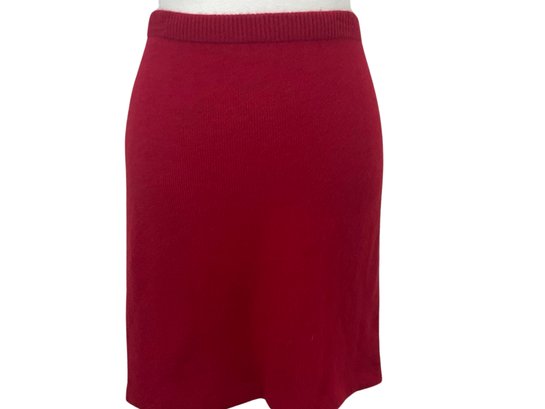 Hanae Mori Red 100 Percent Cashmere Skirt