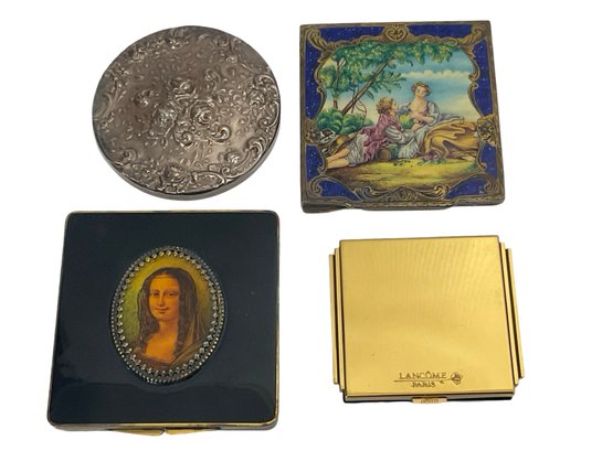 Four Vintage Compacts And Mirrors