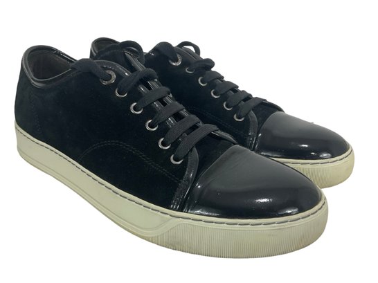 Lanvin Patent Leather And Suede Low Top Sneakers Size 6UK 7US