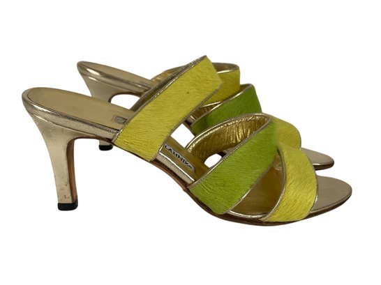 Manolo Blahnik Lime Green Strappy Heeled Sandals - Size 37