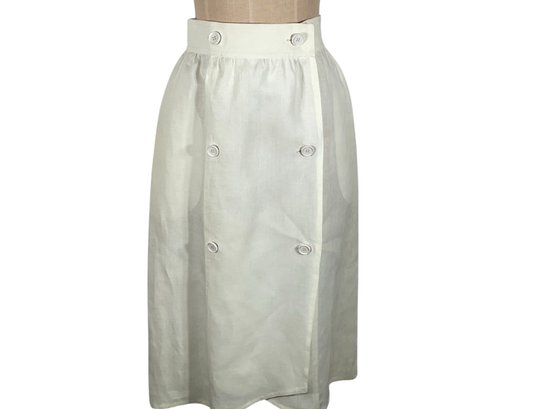 Vintage Nina Ricci Boutique Paris Long Linen Button-Down Skirt - Size 44