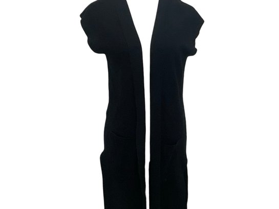 Joan Vass New York Black Long Sleeveless Vest Size S