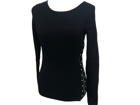 Zara Knit Black Side Zipper Sweater Size M