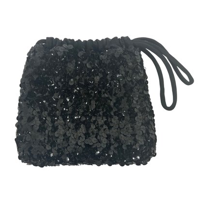 Small Black Sequins Drawstring Bag
