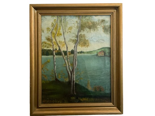 New Hampshire Lake Winnipesaukee Oil Painting 1955