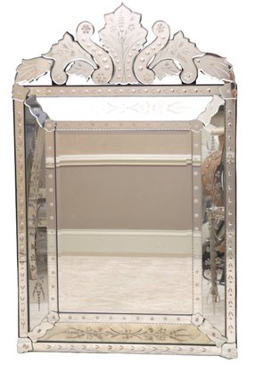 Mid Century Etched And Beveled Venetian Mirror