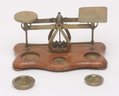 Antique Brass Postal Scales With Weights