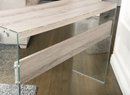 Modern Glass And Woodgrain Console Table