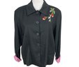 Fluere Black Linen Floral Jacket