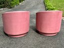 Pair Of Comfort Designs Post Modern Pink Swivel Barrel Chairs
