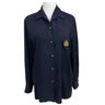 Lauren Ralph Lauren Navy Blue Silk Button-Front Shirt Size L