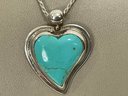 Sterling Silver Necklace With Turquoise Heart