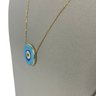 Blue Glass Evil Eye Pendant & 18K Yellow Gold Over Sterling Silver Necklace