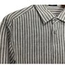 Armani Collezioni Linen & Cotton Blend Mens Gray Striped Dress Shirt Size XL