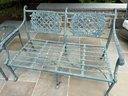 Wrought Iron Outdoor Patio Sofa With Side Table