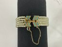 Vintage Ciner Faux Pearl & Turquoise Bracelet