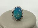 Silver Ring With Large Blue Stone