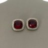 Valentino Red With Rhinestones Clip Earrings