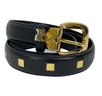 Nanni Black Leather Belt With Brass Buckle Size 38