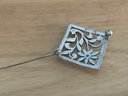 Sterling Silver Flower Square Brooch Pin