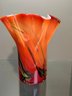 Breathtaking Color Palette & Swirl With Wide Mouth Vase Or Glass Objet D'art