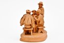 Terracotta Clay Sculpture Of Men Playing Cards Grasso Italy