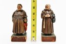 Pair Of Carved Wooden Friars