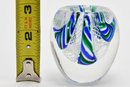 Murano Blue & Green Swirl Glass Paperweight